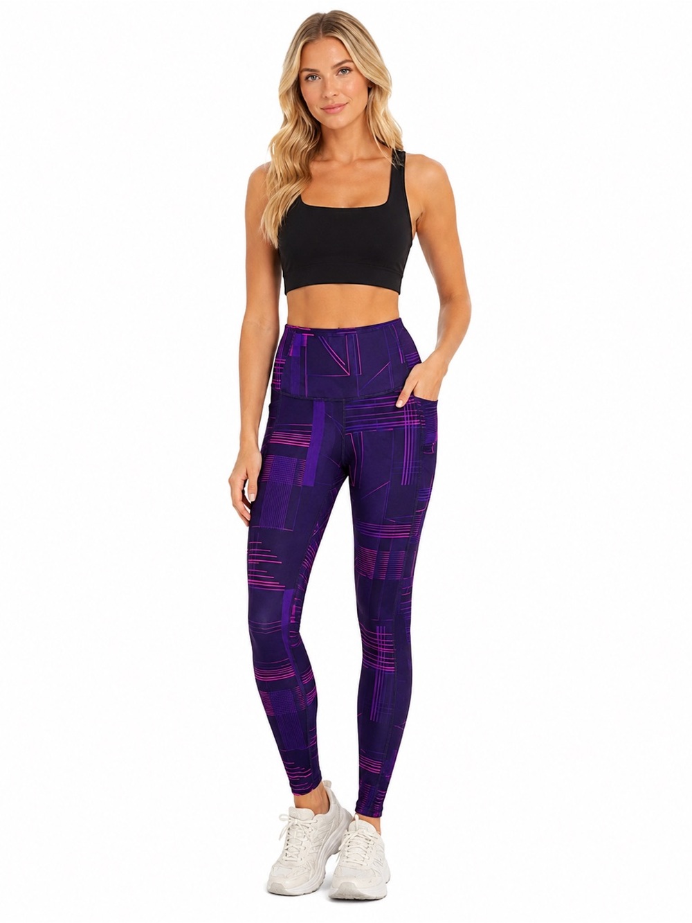 Brooks‎ Size Medium High-Waist Purple Patterned Active Leggings